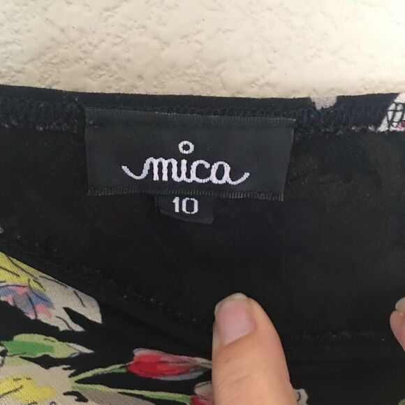 Vintage 90s Y2K Black Floral Low Rise MIDI Skirt Size 10 - Picture 4 of 7